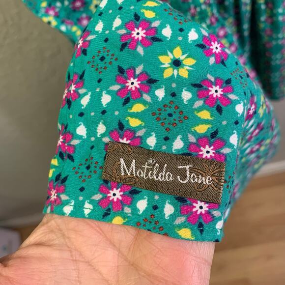 MATILDA JANE Dress Large Age of Aquarius Floral‎ Boho Prairie Tiered V-Neck Midi - Picture 11 of 15